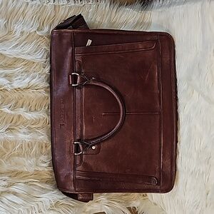 ELLINGTON Dark Brown Pebbled Leather Attaché Messenger Brief Case Laptop Bag